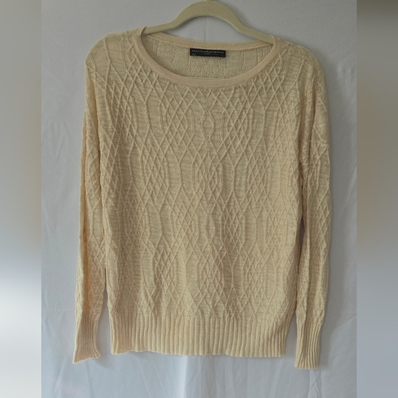 Peruvian Connection 100% Pima Cotton Open Knit Cream Pullover Sweater Size Small